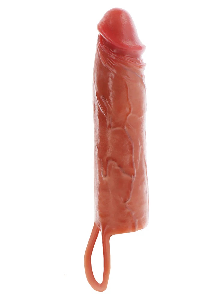 Guaina realistica retrattile indossabile per uomo 20 cm con anello per testicoli