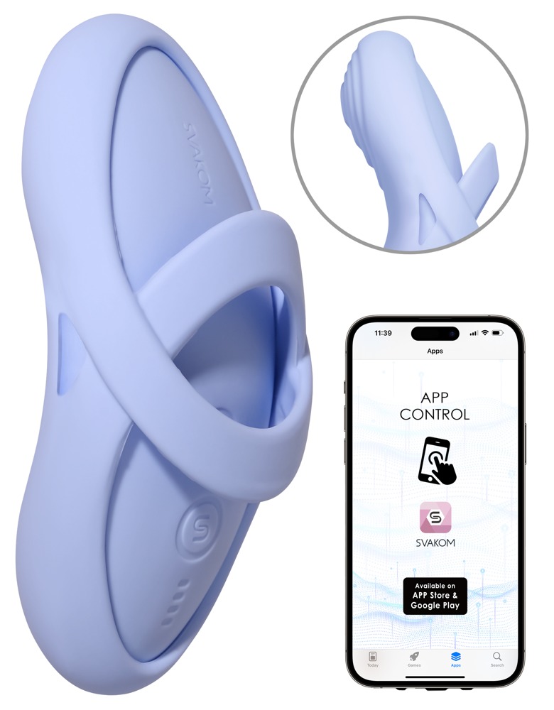 Vibratore per donna piccolo da dito con APP azzurro