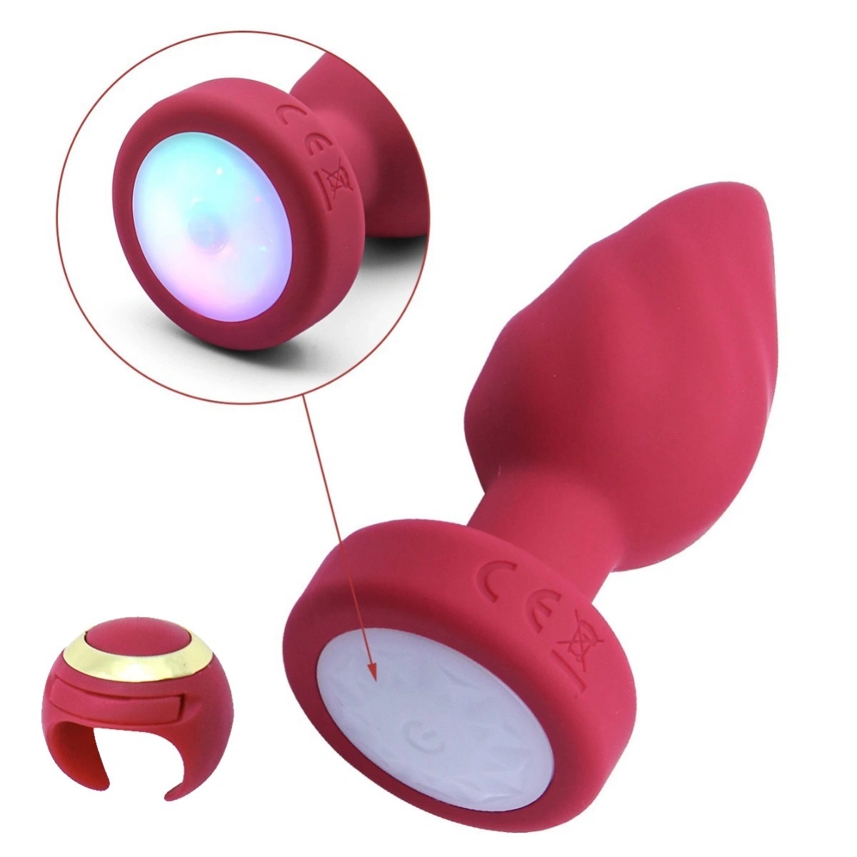 Plug anale vibrante con luce LED telecomandato