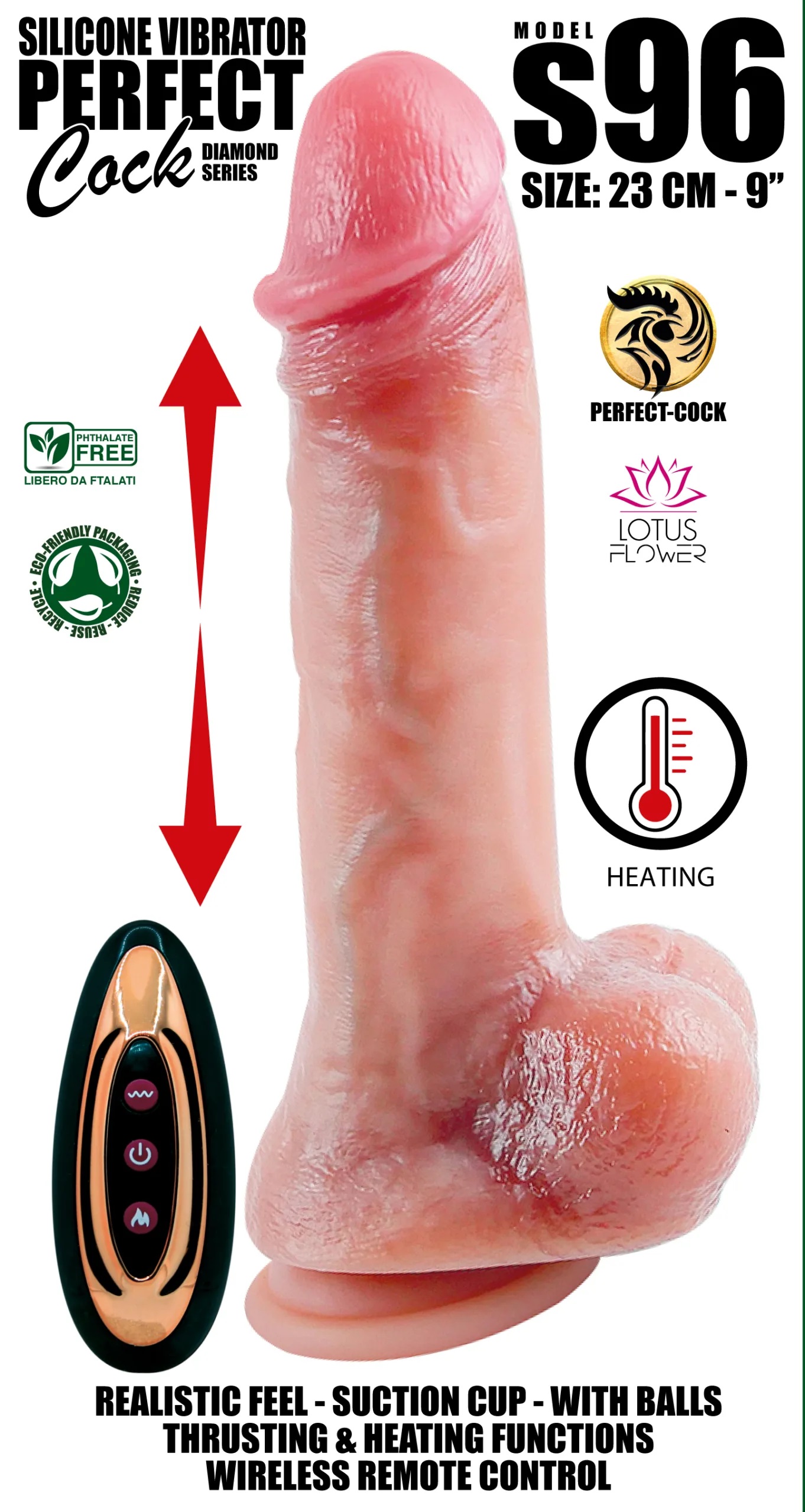 Vibratore realistico 23 cm a spinta ultima generazione