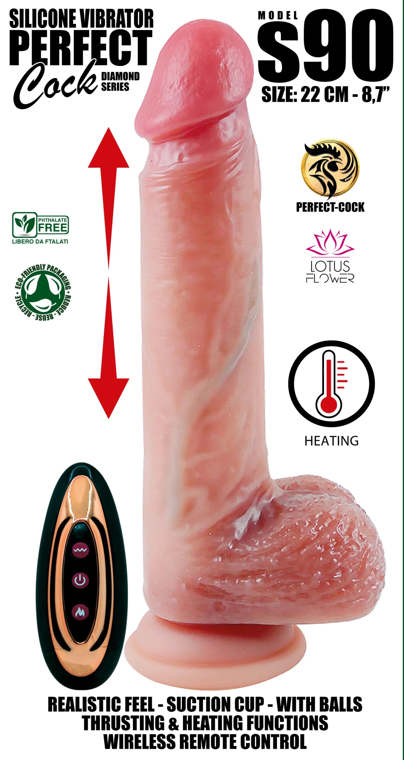Vibratore realistico 22 cm a spinta ultima generazione