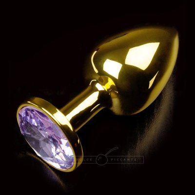 Plug anale fallo in Accaio dildo con diamante Jewellery Gold Viola